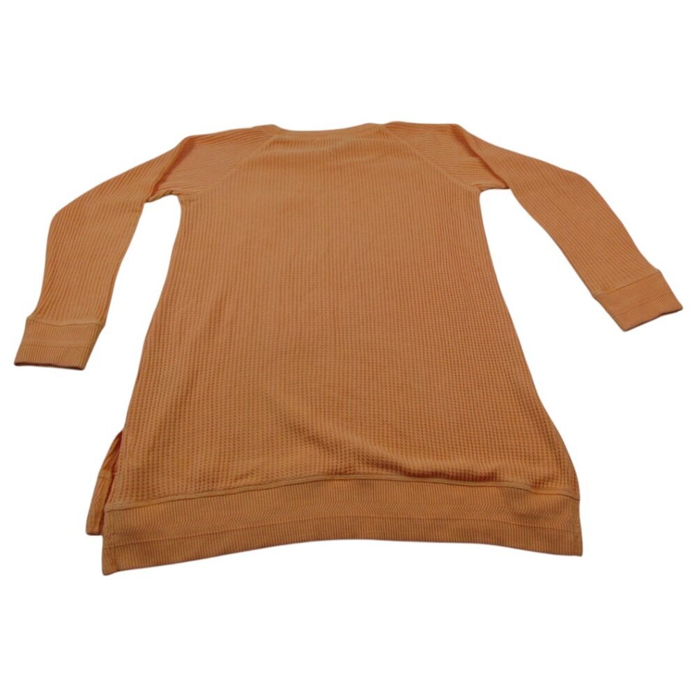 Soft Surroundings Tunic Top Womens Medium‎ Orange Waffle Knit Crew Neck Pullover